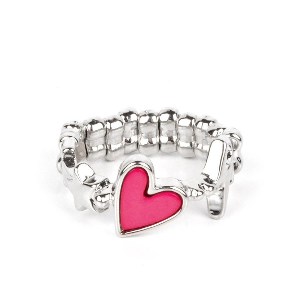 Paparazzi Pink Heart Silver Ring Contemporary Charm Fashion Jewelry Paparazzi